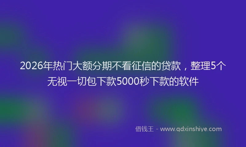 2026年热门大额分期不看征信的贷款，整理5个无视一切包下款5000秒下款的软件