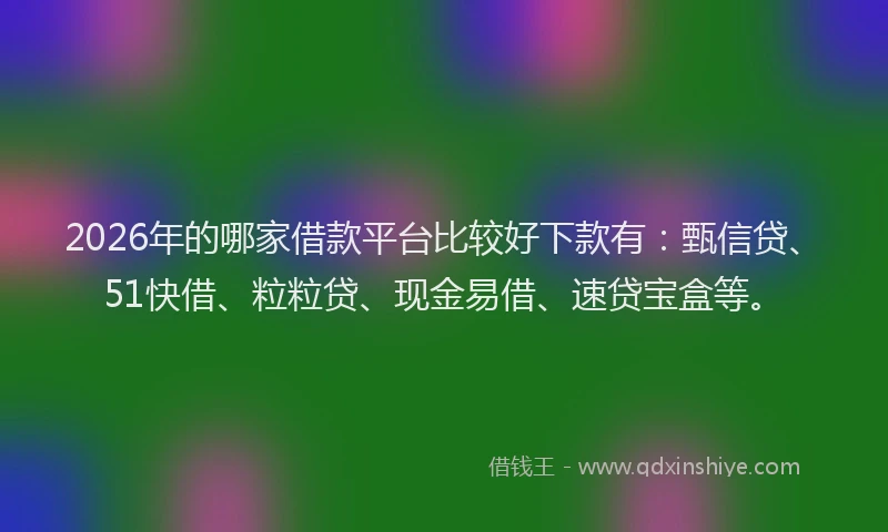 2026年的哪家借款平台比较好下款有：甄信贷、51快借、粒粒贷、现金易借、速贷宝盒等。