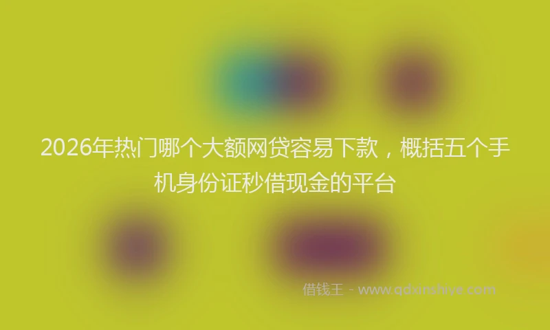 2026年热门哪个大额网贷容易下款，概括五个手机身份证秒借现金的平台