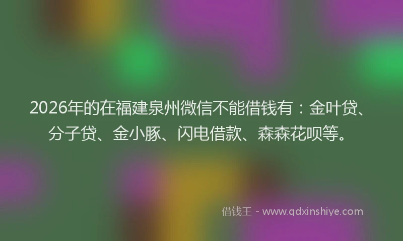 2026年的在福建泉州微信不能借钱有：金叶贷、分子贷、金小豚、闪电借款、森森花呗等。
