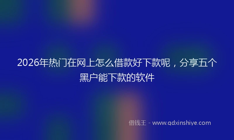 2026年热门在网上怎么借款好下款呢，分享五个黑户能下款的软件