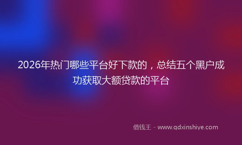 2026年热门哪些平台好下款的，总结五个黑户成功获取大额贷款的平台
