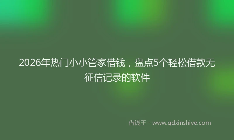 2026年热门小小管家借钱，盘点5个轻松借款无征信记录的软件