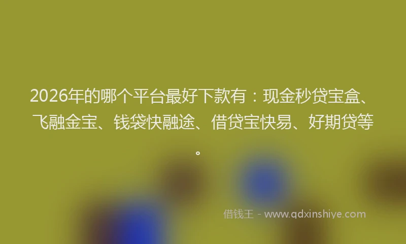 2026年的哪个平台最好下款有：现金秒贷宝盒、飞融金宝、钱袋快融途、借贷宝快易、好期贷等。