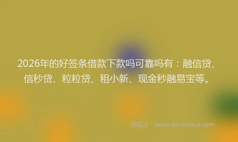 2026年的好签条借款下款吗可靠吗有：融信贷、信秒贷、粒粒贷、租小新、现金秒融易宝等。