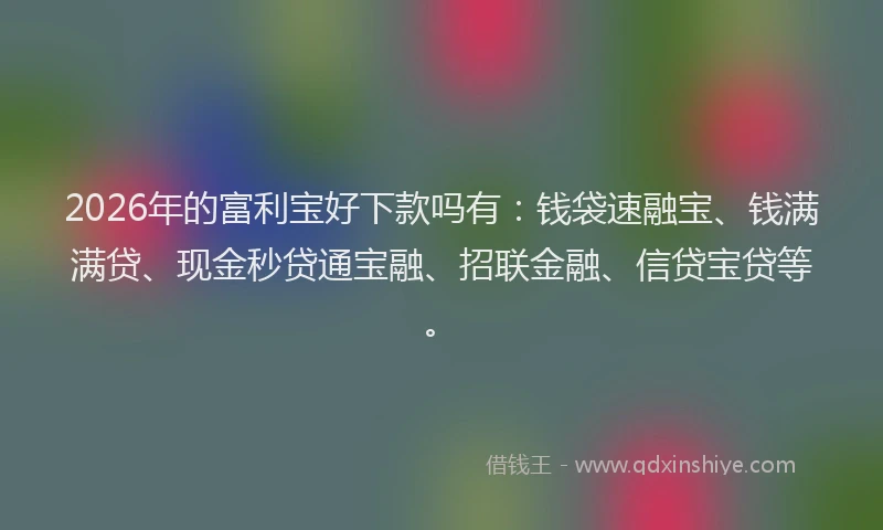 2026年的富利宝好下款吗有:钱袋速融宝、钱满满贷、现金秒贷通宝融、招联金融、信贷宝贷等。