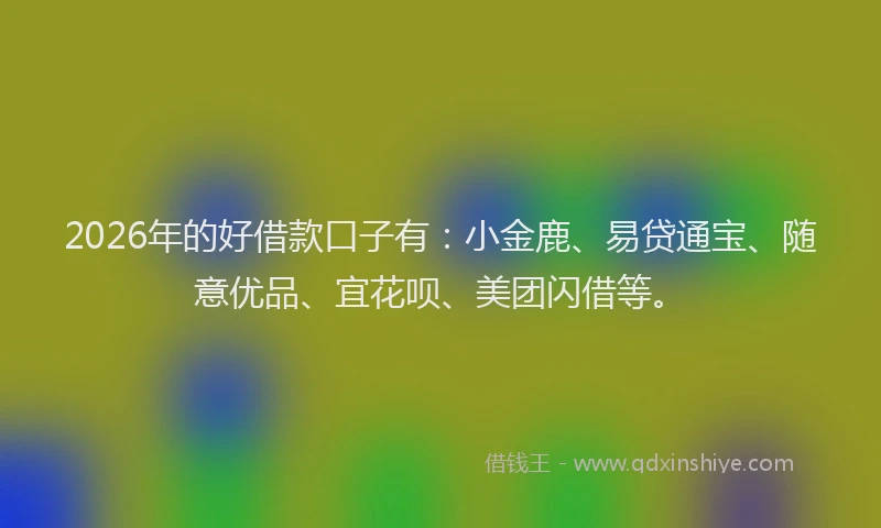 2026年的好借款口子有：小金鹿、易贷通宝、随意优品、宜花呗、美团闪借等。