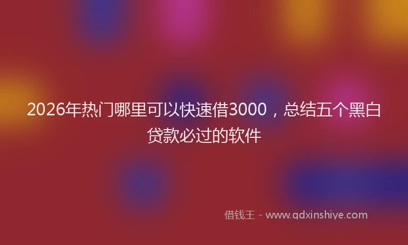 2026年热门哪里可以快速借3000，总结五个黑白贷款必过的软件