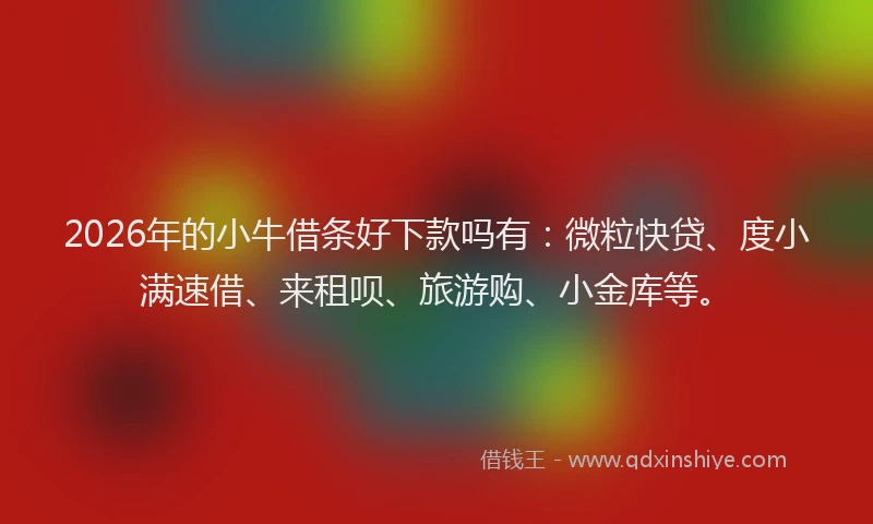 2026年的小牛借条好下款吗有：微粒快贷、度小满速借、来租呗、旅游购、小金库等。