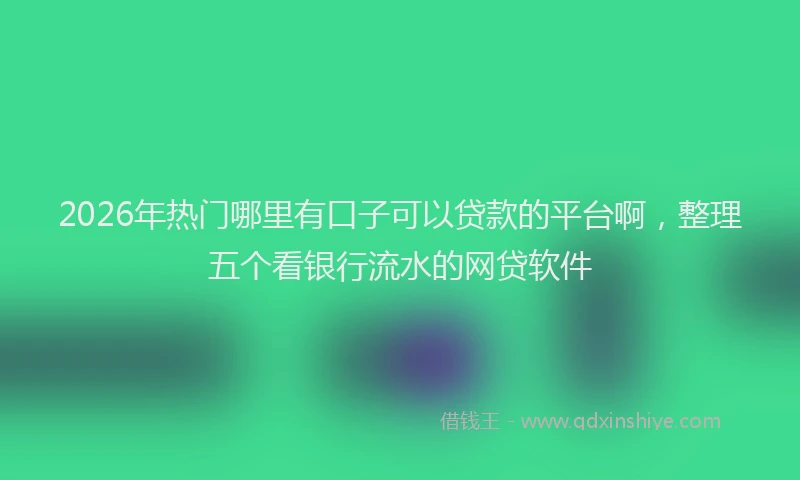 2026年热门哪里有口子可以贷款的平台啊，整理五个看银行流水的网贷软件