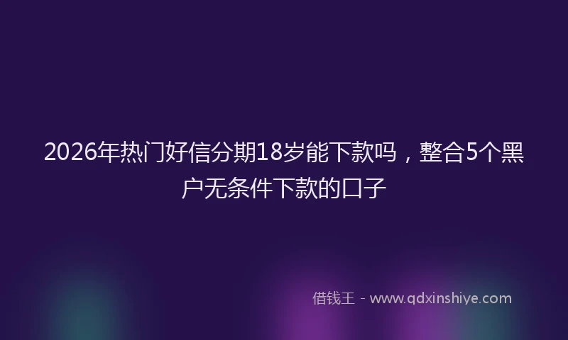 2026年热门好信分期18岁能下款吗，整合5个黑户无条件下款的口子