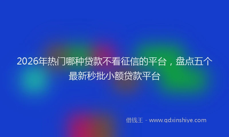 2026年热门哪种贷款不看征信的平台，盘点五个最新秒批小额贷款平台
