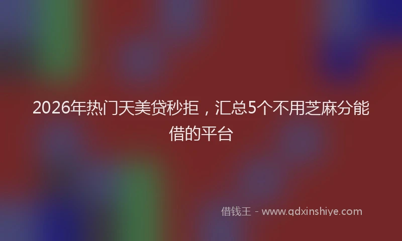2026年热门天美贷秒拒，汇总5个不用芝麻分能借的平台