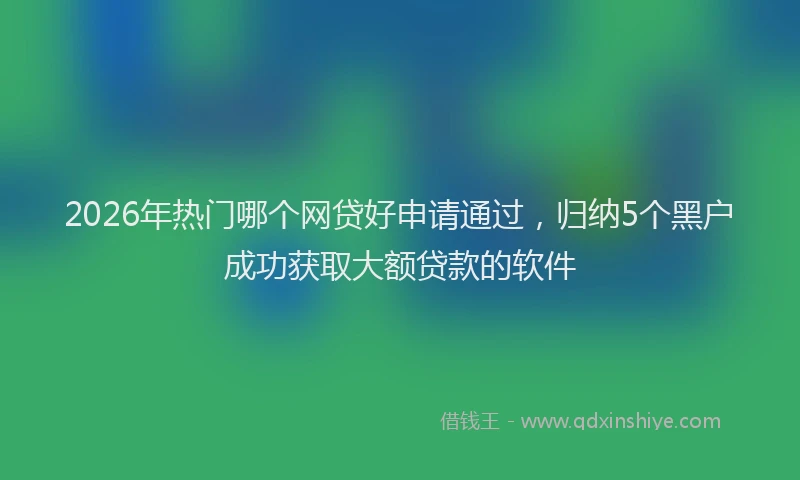 2026年热门哪个网贷好申请通过，归纳5个黑户成功获取大额贷款的软件