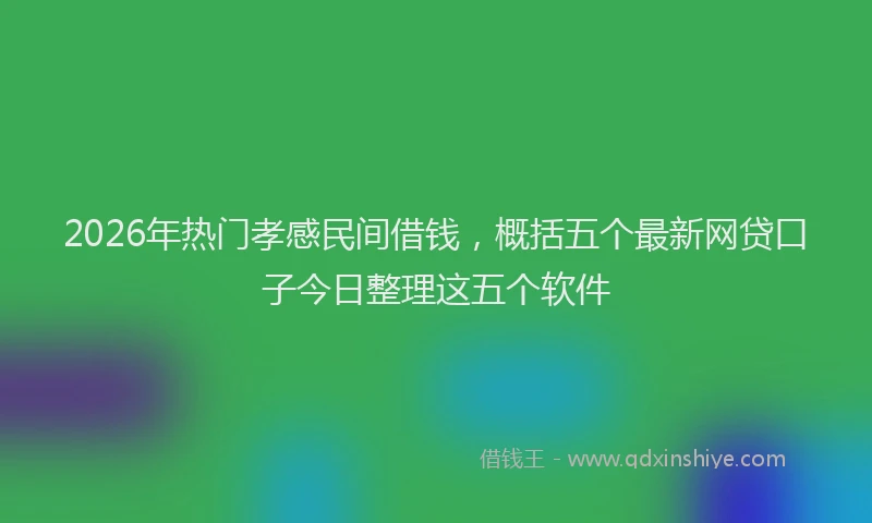 2026年热门孝感民间借钱，概括五个最新网贷口子今日整理这五个软件