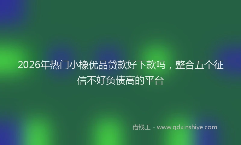 2026年热门小橡优品贷款好下款吗，整合五个征信不好负债高的平台