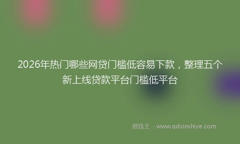 2026年热门哪些网贷门槛低容易下款，整理五个新上线贷款平台门槛低平台