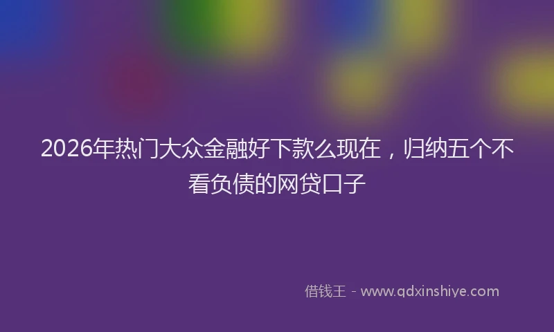 2026年热门大众金融好下款么现在，归纳五个不看负债的网贷口子