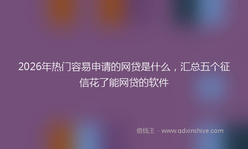 2026年热门容易申请的网贷是什么，汇总五个征信花了能网贷的软件