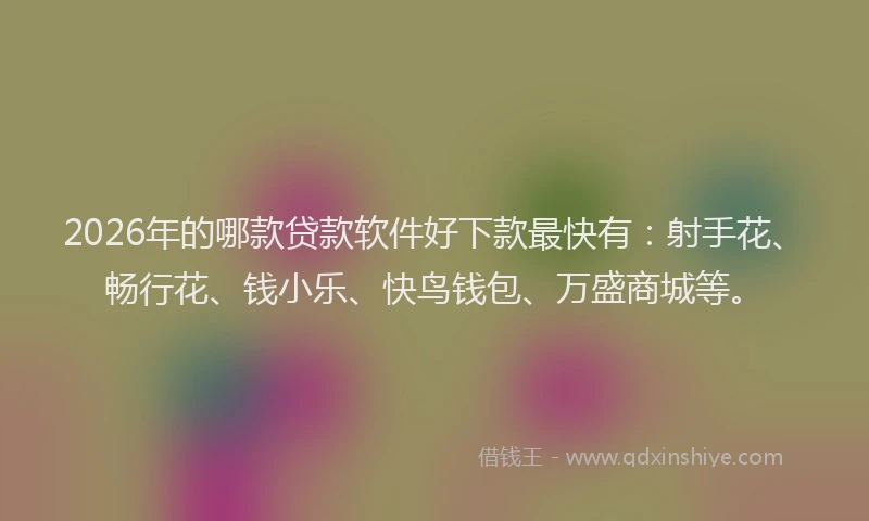 2026年的哪款贷款软件好下款最快有：射手花、畅行花、钱小乐、快鸟钱包、万盛商城等。