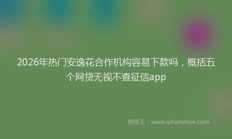 2026年热门安逸花合作机构容易下款吗，概括五个网贷无视不查征信app