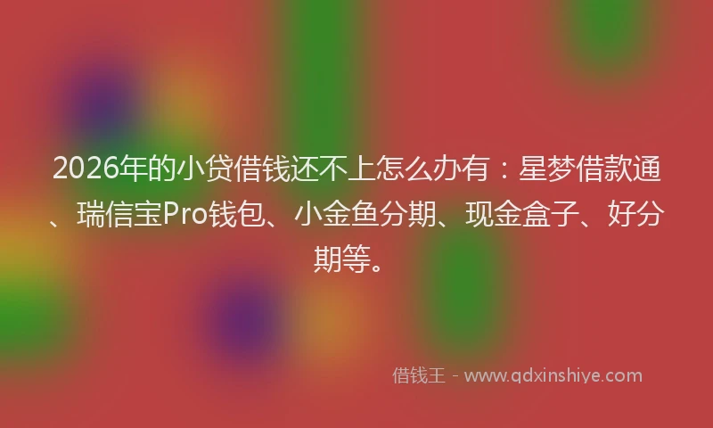 2026年的小贷借钱还不上怎么办有：星梦借款通、瑞信宝Pro钱包、小金鱼分期、现金盒子、好分期等。