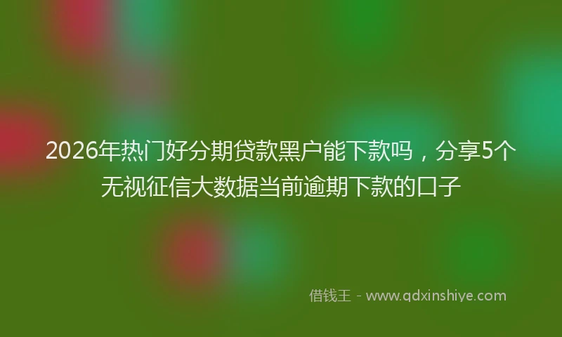 2026年热门好分期贷款黑户能下款吗，分享5个无视征信大数据当前逾期下款的口子