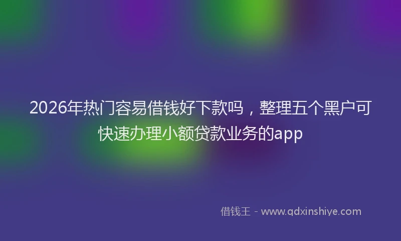 2026年热门容易借钱好下款吗，整理五个黑户可快速办理小额贷款业务的app