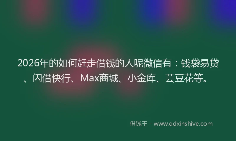 2026年的如何赶走借钱的人呢微信有：钱袋易贷、闪借快行、Max商城、小金库、芸豆花等。