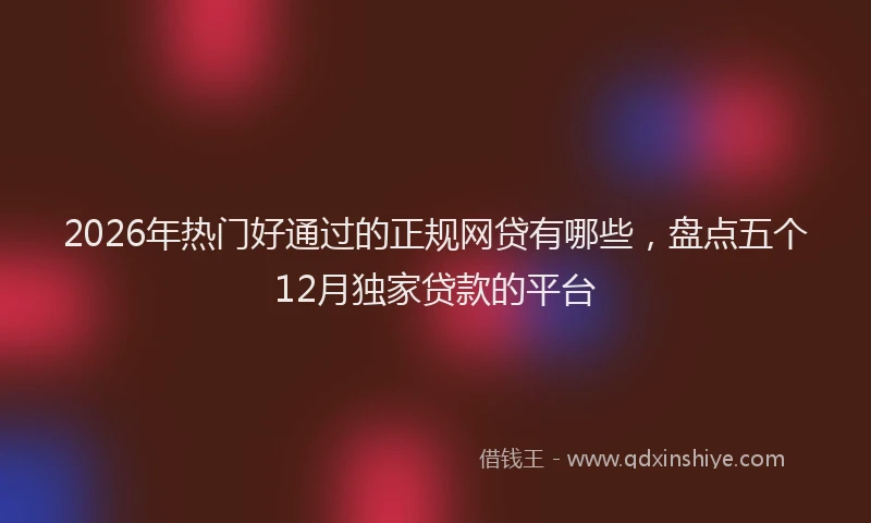 2026年热门好通过的正规网贷有哪些，盘点五个12月独家贷款的平台