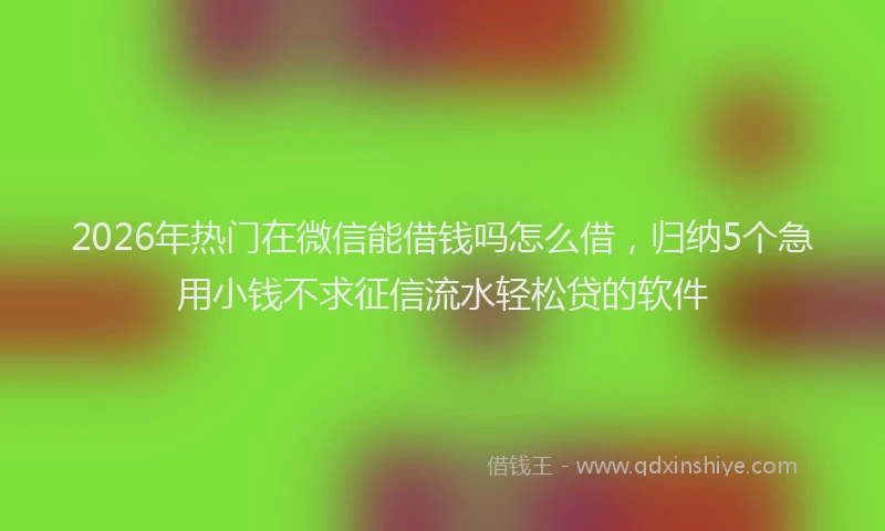 2026年热门在微信能借钱吗怎么借，归纳5个急用小钱不求征信流水轻松贷的软件