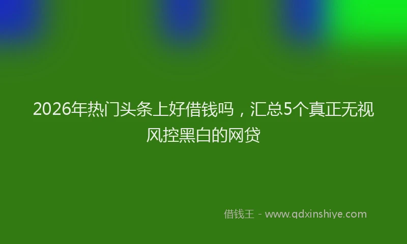 2026年热门头条上好借钱吗，汇总5个真正无视风控黑白的网贷