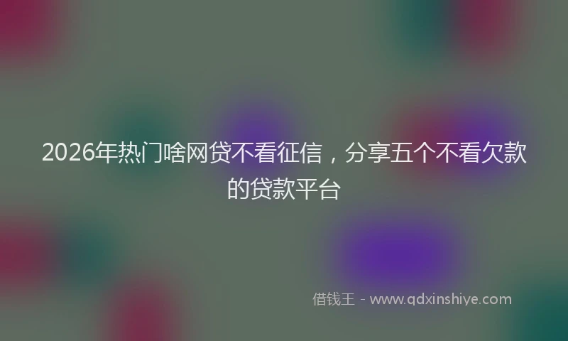 2026年热门啥网贷不看征信，分享五个不看欠款的贷款平台