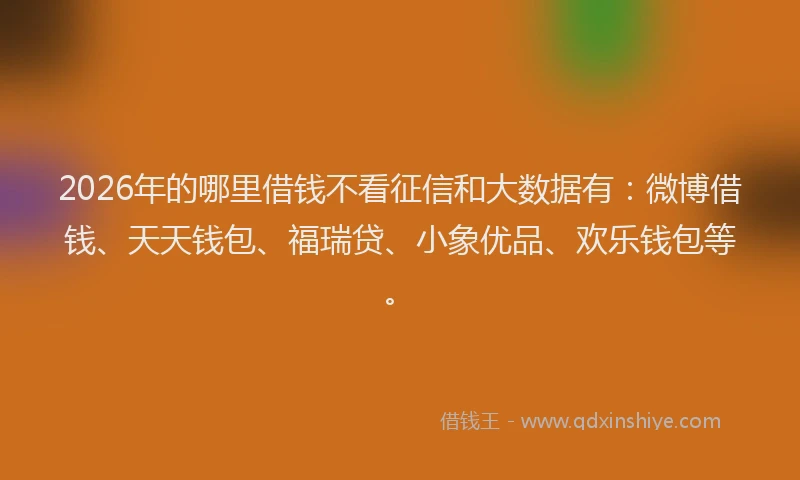 2026年的哪里借钱不看征信和大数据有：微博借钱、天天钱包、福瑞贷、小象优品、欢乐钱包等。