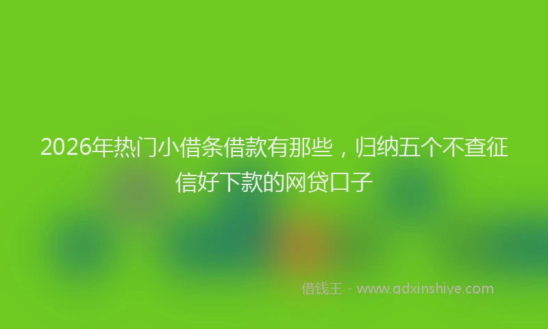 2026年热门小借条借款有那些，归纳五个不查征信好下款的网贷口子