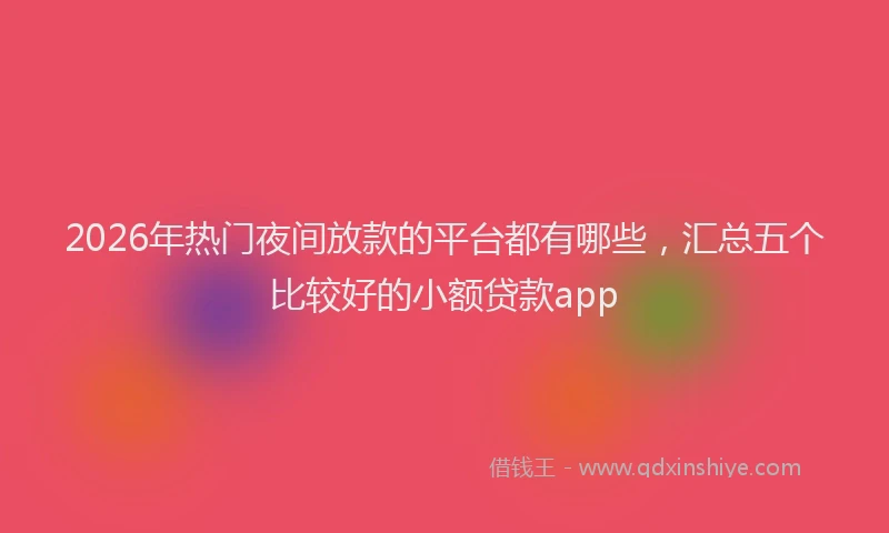 2026年热门夜间放款的平台都有哪些，汇总五个比较好的小额贷款app