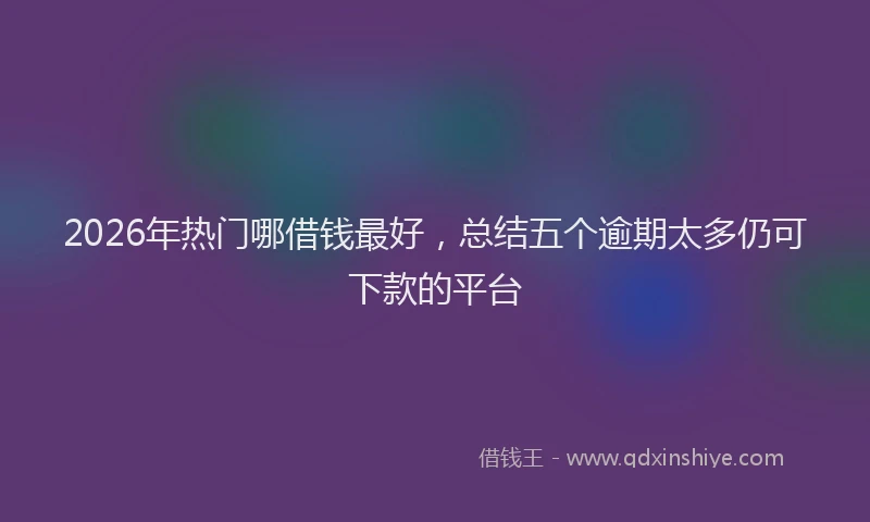 2026年热门哪借钱最好，总结五个逾期太多仍可下款的平台