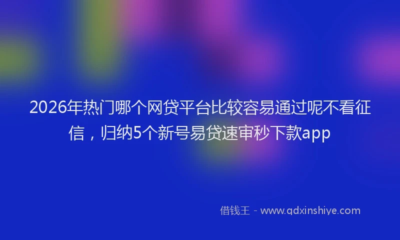 2026年热门哪个网贷平台比较容易通过呢不看征信，归纳5个新号易贷速审秒下款app