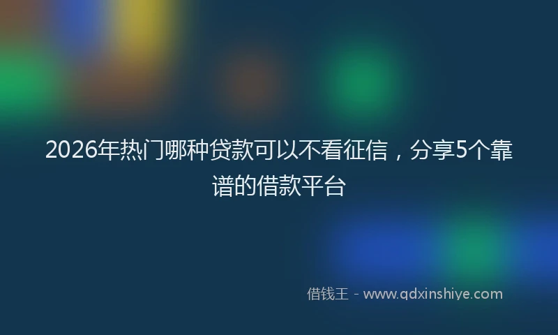 2026年热门哪种贷款可以不看征信，分享5个靠谱的借款平台