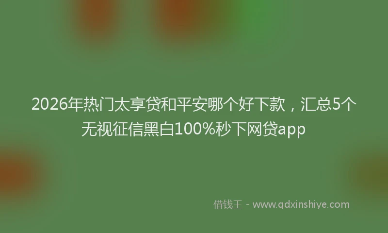 2026年热门太享贷和平安哪个好下款，汇总5个无视征信黑白100%秒下网贷app