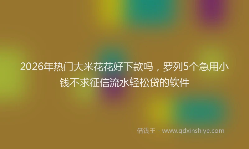 2026年热门大米花花好下款吗，罗列5个急用小钱不求征信流水轻松贷的软件