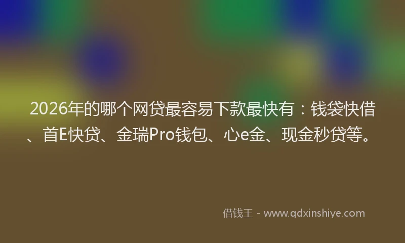 2026年的哪个网贷最容易下款最快有：钱袋快借、首E快贷、金瑞Pro钱包、心e金、现金秒贷等。
