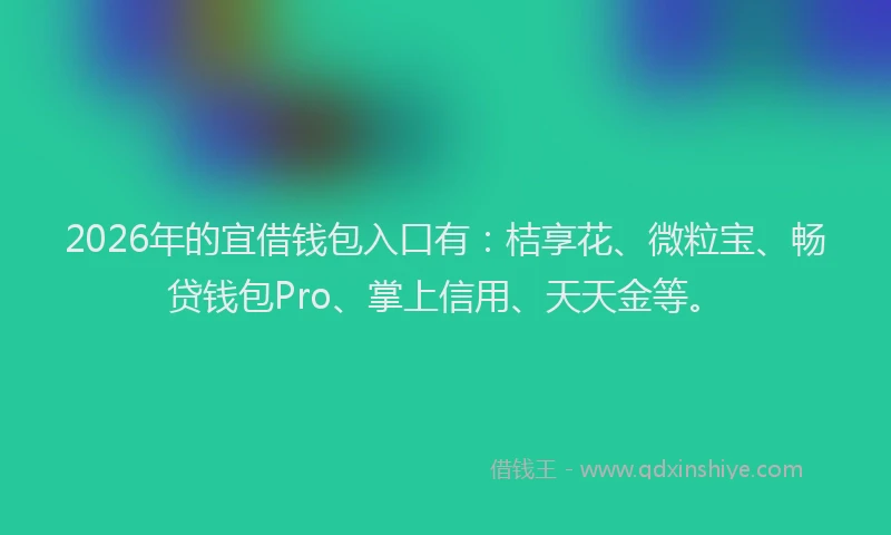 2026年的宜借钱包入口有：桔享花、微粒宝、畅贷钱包Pro、掌上信用、天天金等。