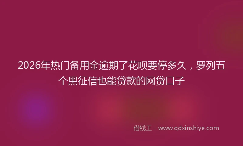 2026年热门备用金逾期了花呗要停多久，罗列五个黑征信也能贷款的网贷口子