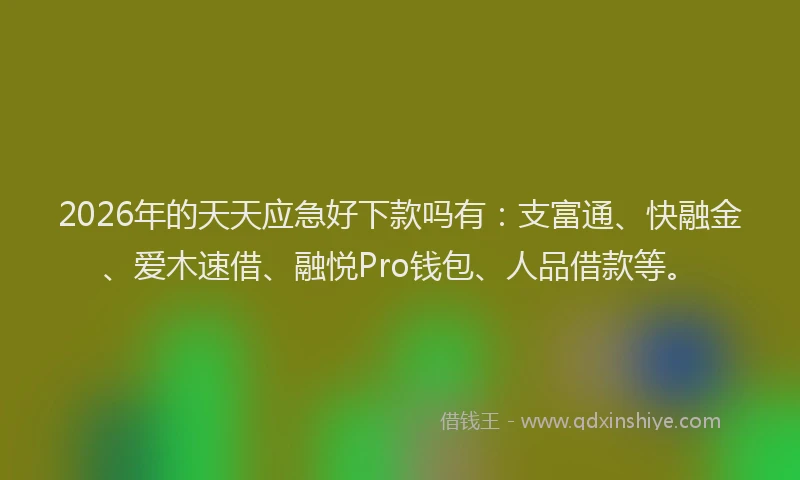 2026年的天天应急好下款吗有：支富通、快融金、爱木速借、融悦Pro钱包、人品借款等。