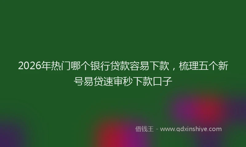 2026年热门哪个银行贷款容易下款，梳理五个新号易贷速审秒下款口子
