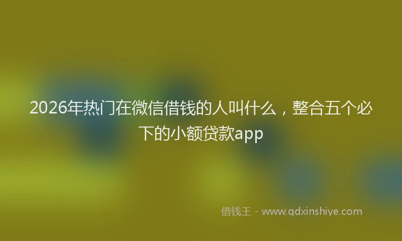 2026年热门在微信借钱的人叫什么，整合五个必下的小额贷款app