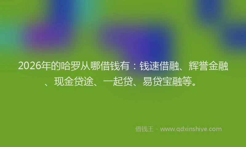 2026年的哈罗从哪借钱有：钱速借融、辉誉金融、现金贷途、一起贷、易贷宝融等。