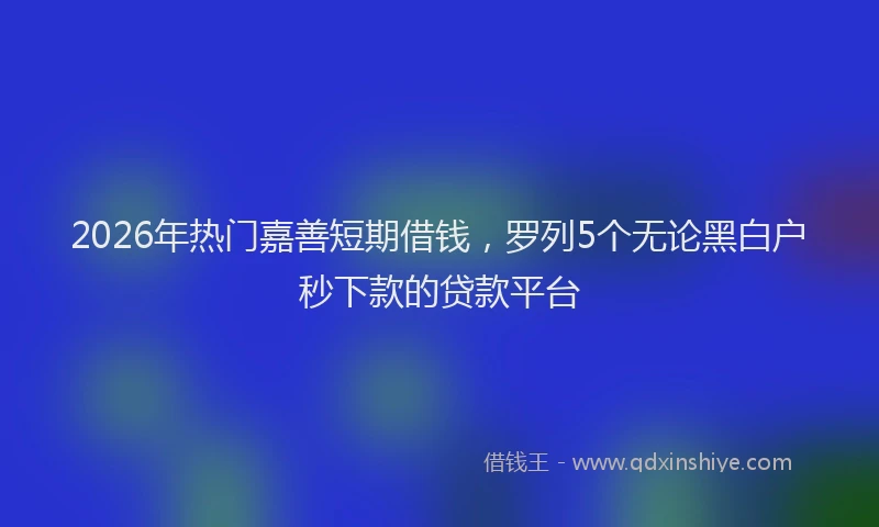 2026年热门嘉善短期借钱，罗列5个无论黑白户秒下款的贷款平台