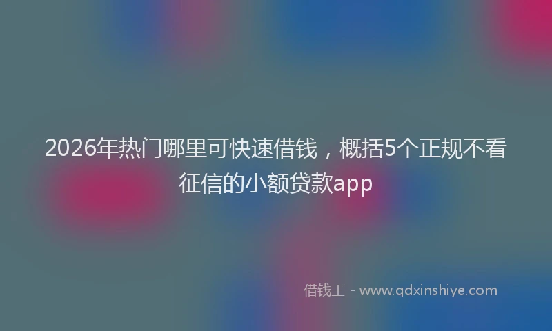 2026年热门哪里可快速借钱，概括5个正规不看征信的小额贷款app
